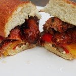 grilled chicken sausage with onion and pepper