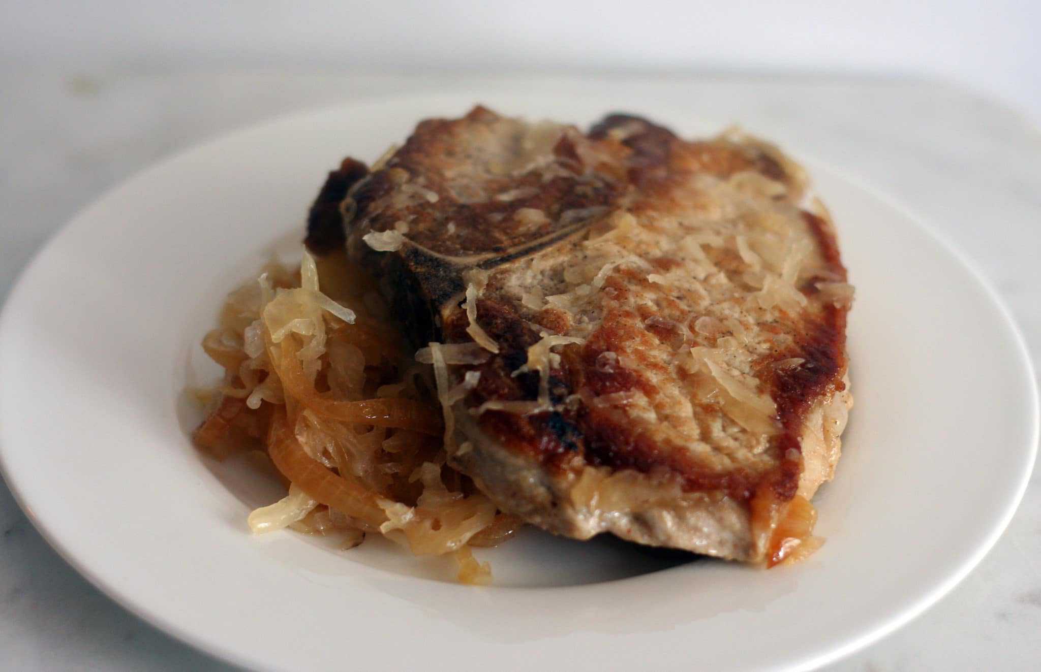 pork chops wit apples and sauerkraut