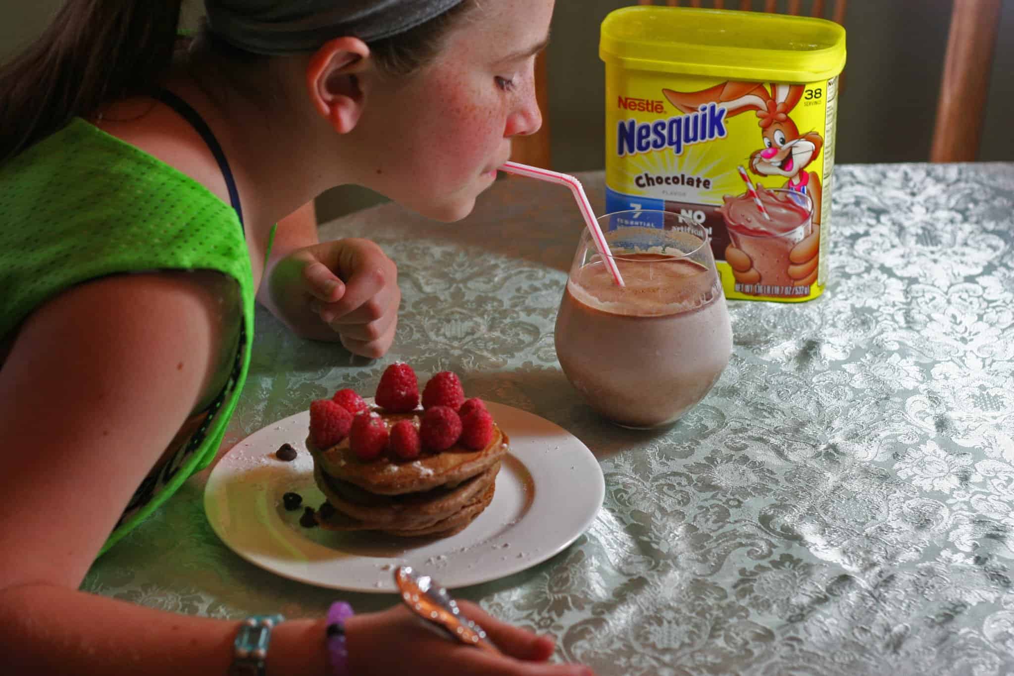 double chocolate milk pancakes