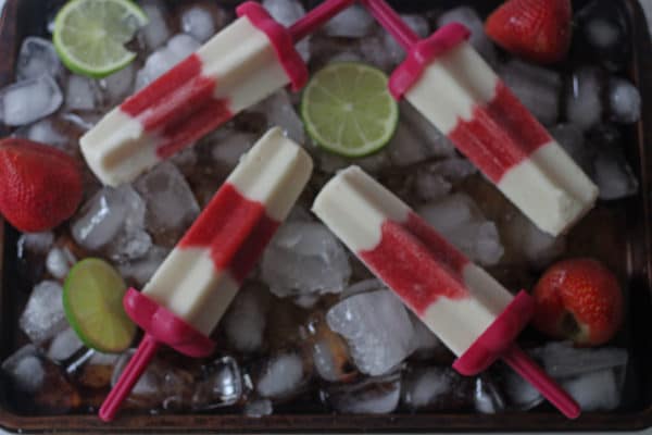fresh strawberry and yogurt frozen healthy poopcicles