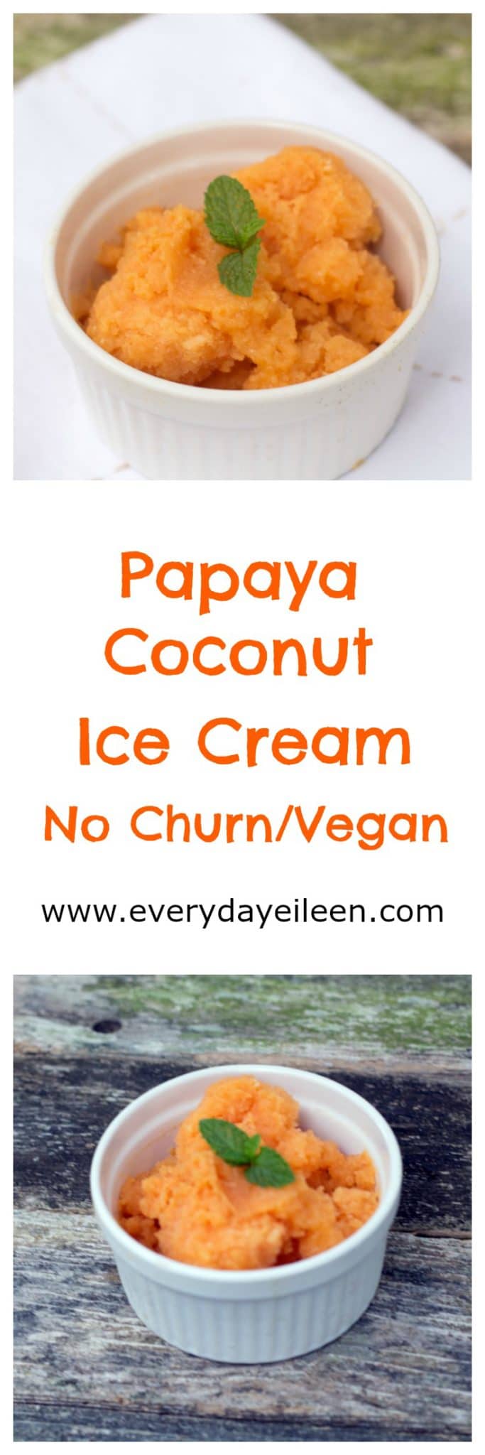 papaya coconut no churn vegan ice cream