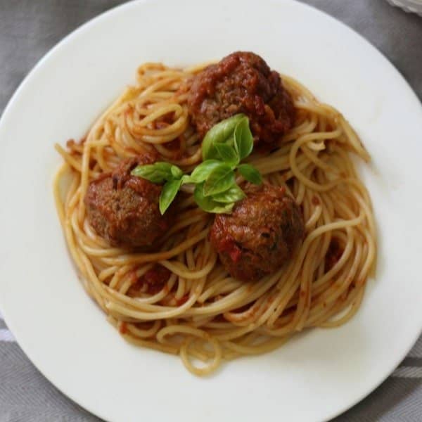 Italian meatballs and spaghetti