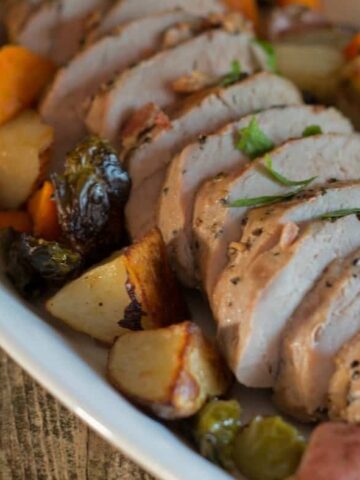 one pan roasted pork an vegetables