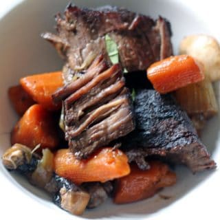 pot roast and veggies braised in red wine