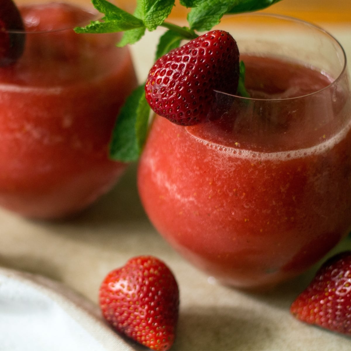 A vodka slushie cocktail on a plate.