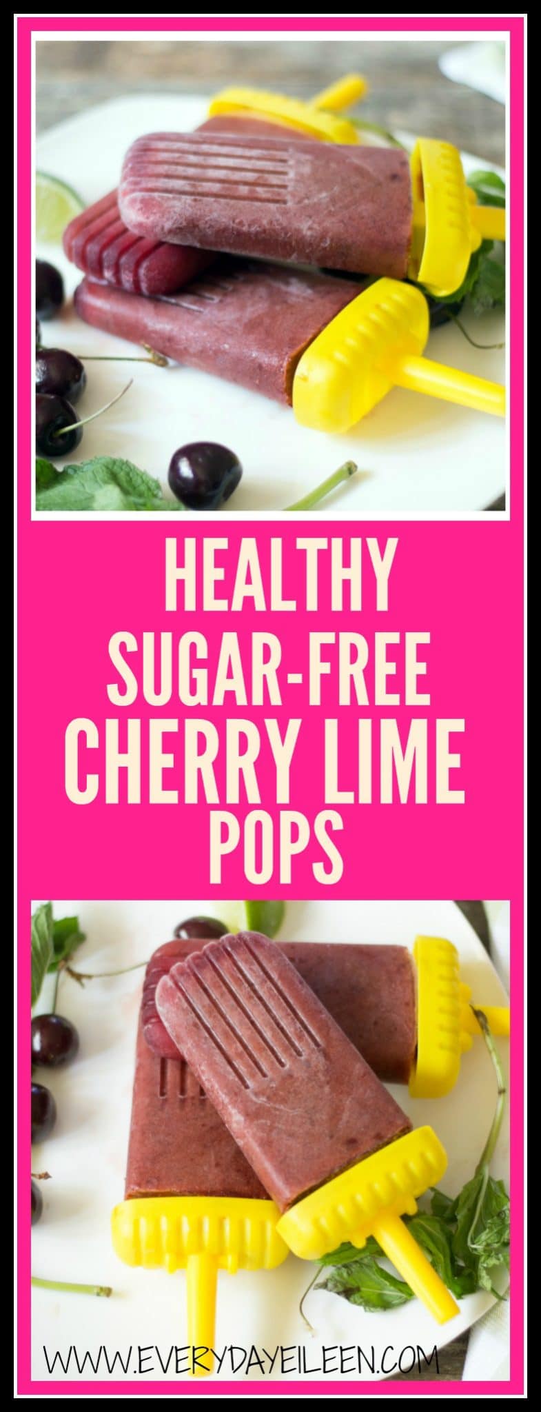 healthy sugar-free cherry lime popsicles
