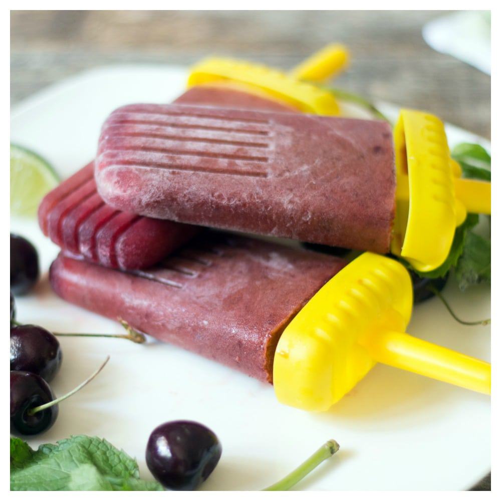 healthy sugar free cherry lime popsicles