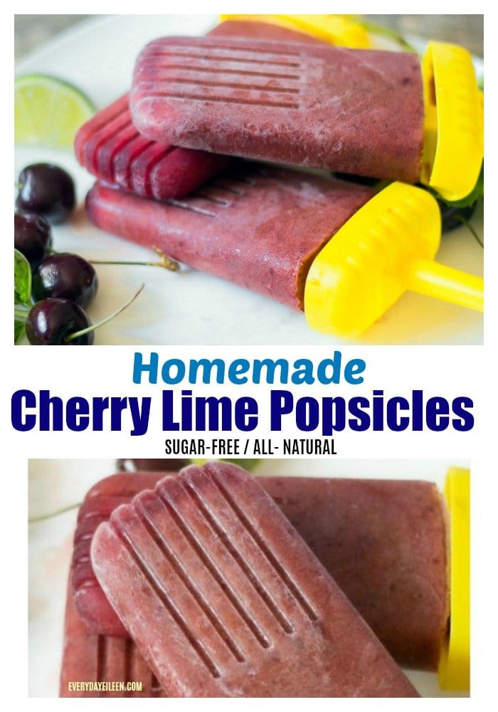 Homemade popsicles made with cherries for a sugar-free tasty treat.