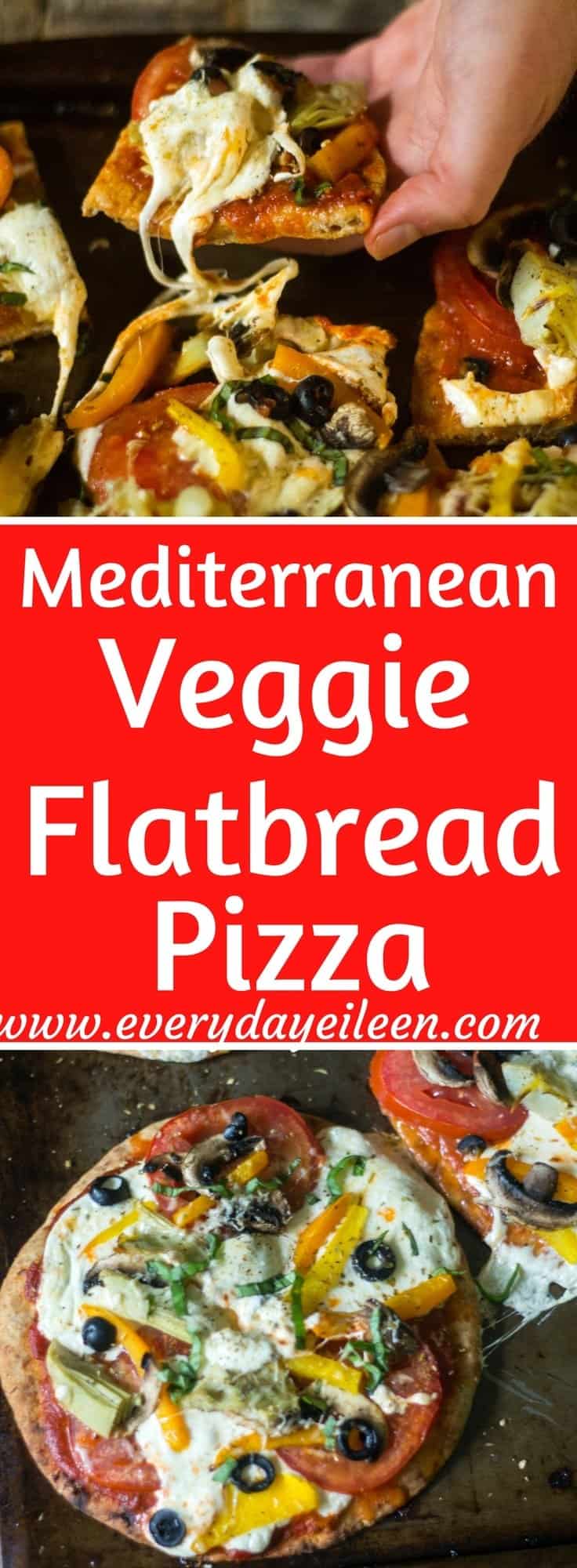 Mediterranean Veggie Flatbread Pizza 