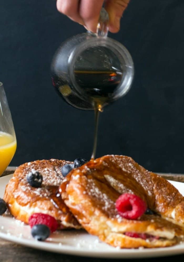 berries and cream stuffed french toast croissants