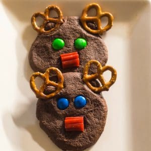 Holiday chocolate rudolph cookies