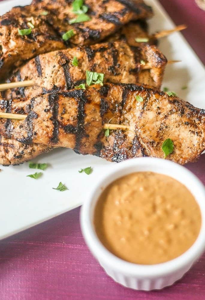 Spicy Skewered Chicken with Peanut Dip Recipe