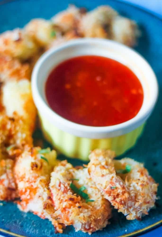 crispy baked coconut shrimp with spicy orange dipping sauce