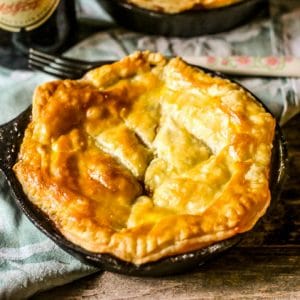 savory beef and vegetables cooked with Guinness stout and covered with a puff pastry