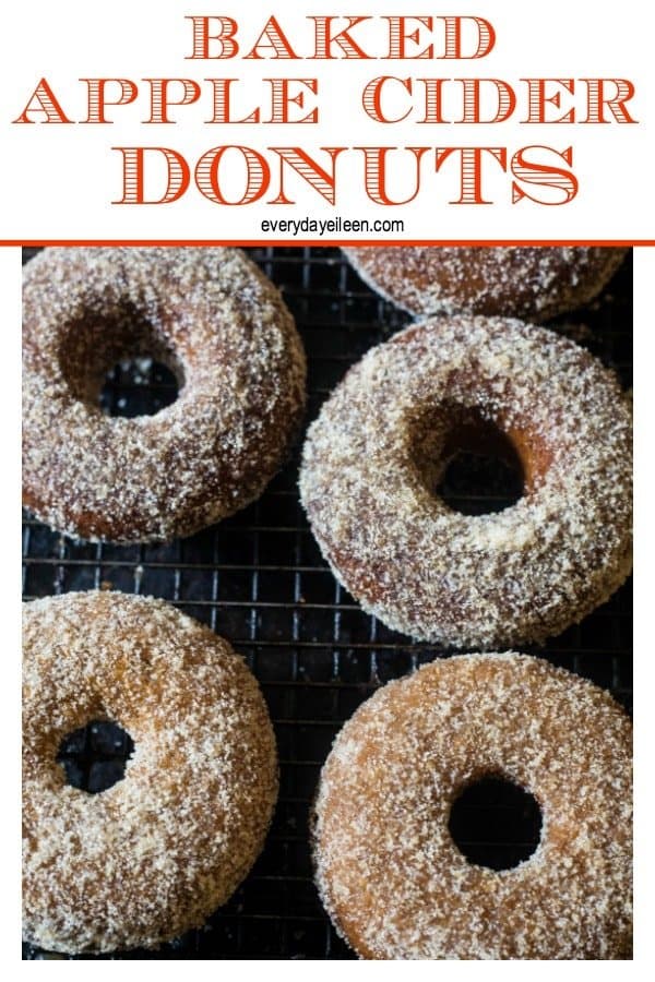 Baked Apple cider donuts topped with cinnamon sugar