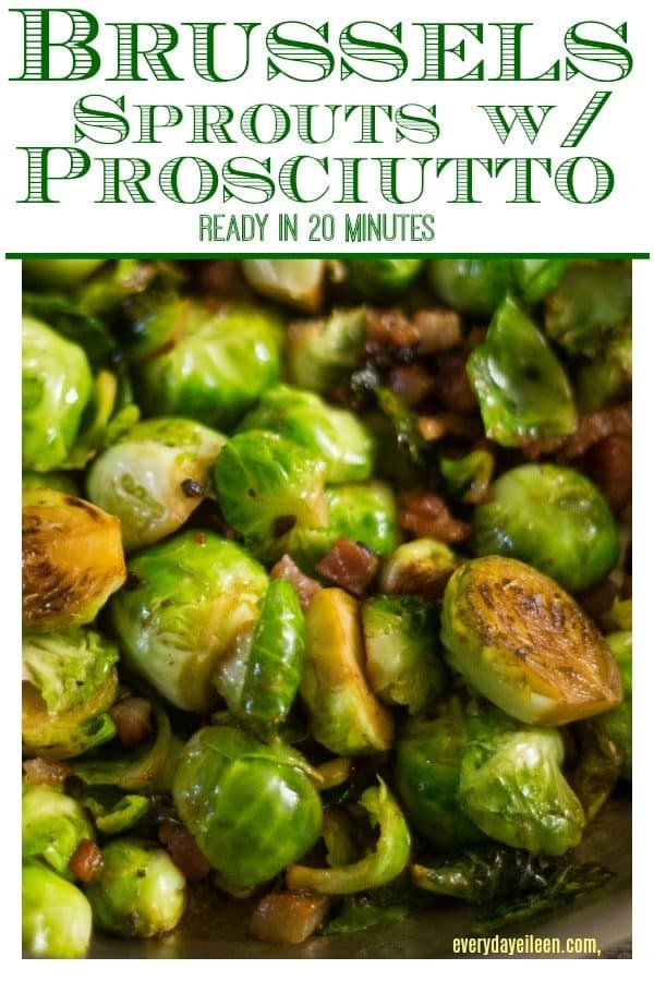 Pinterest image for Brussels Sprouts with Prosciutto