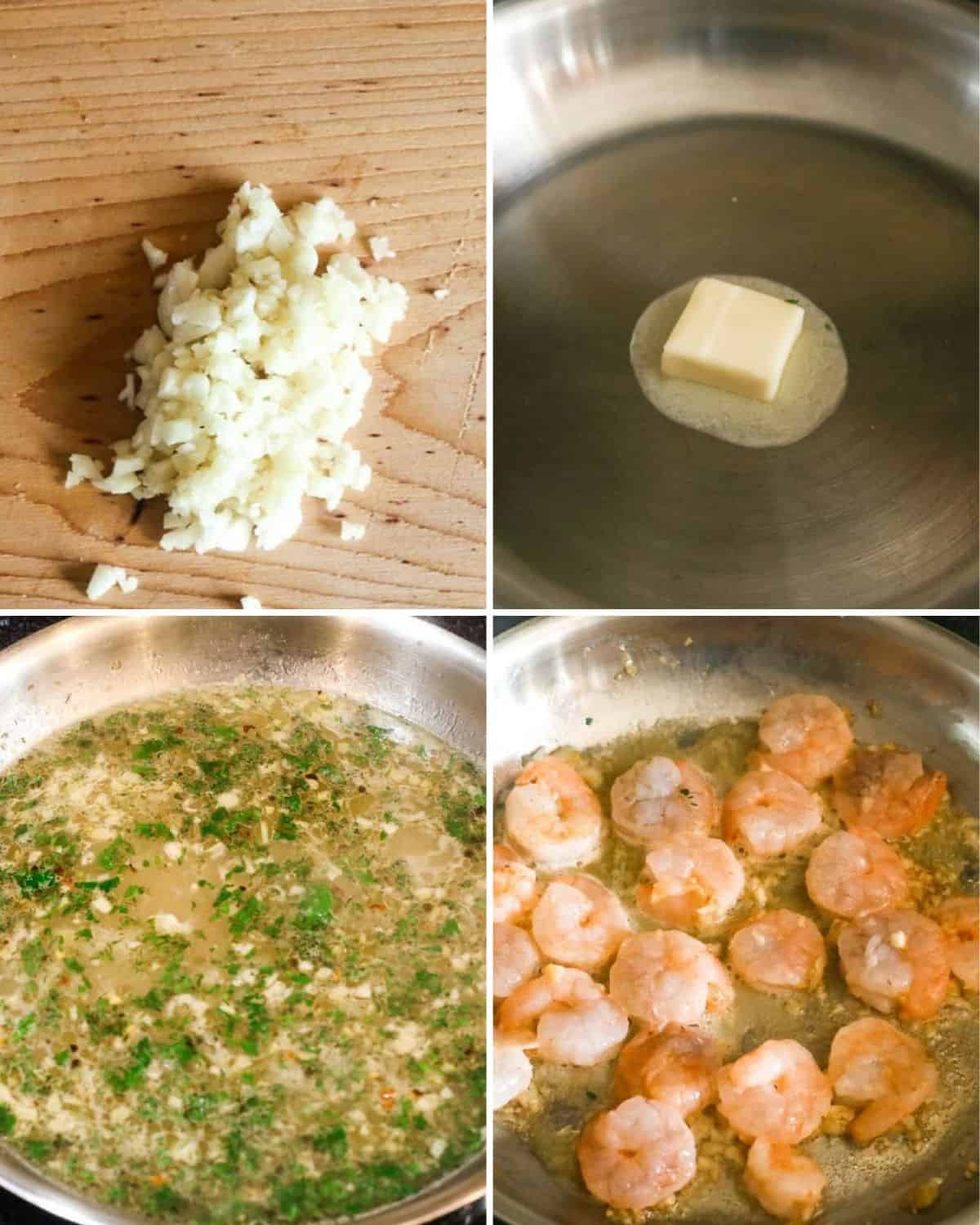 Steps to make an easy  scampi sauce for shrimp. 