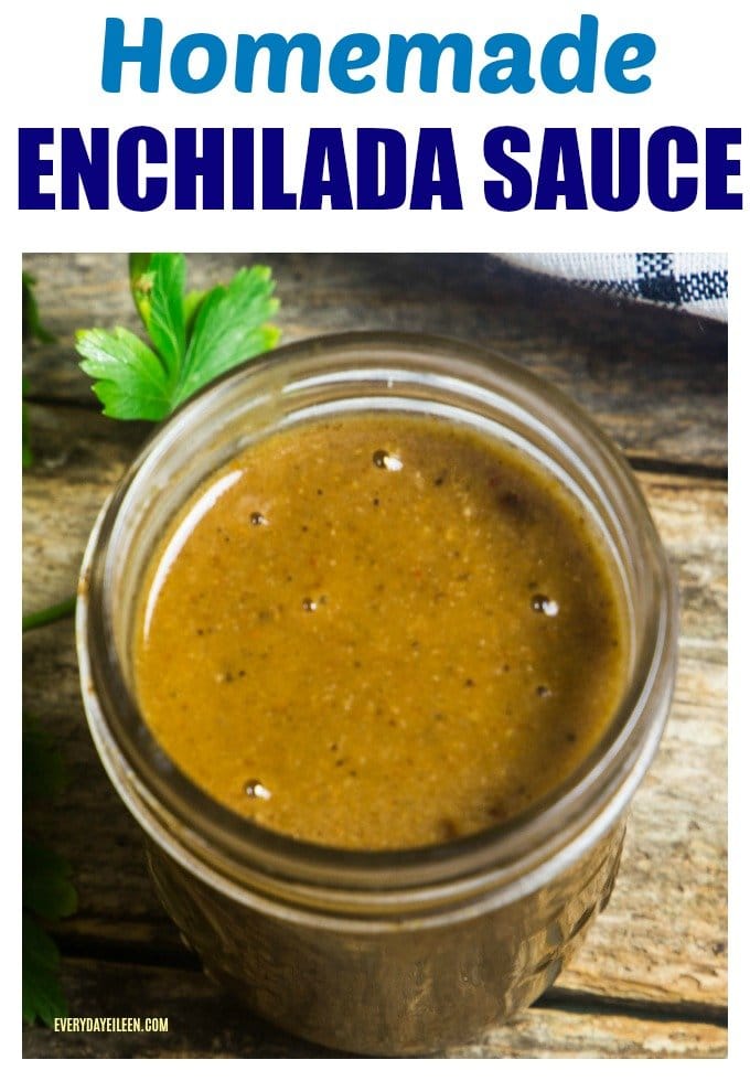 homemade easy enchilada sauce in clear mason jar.