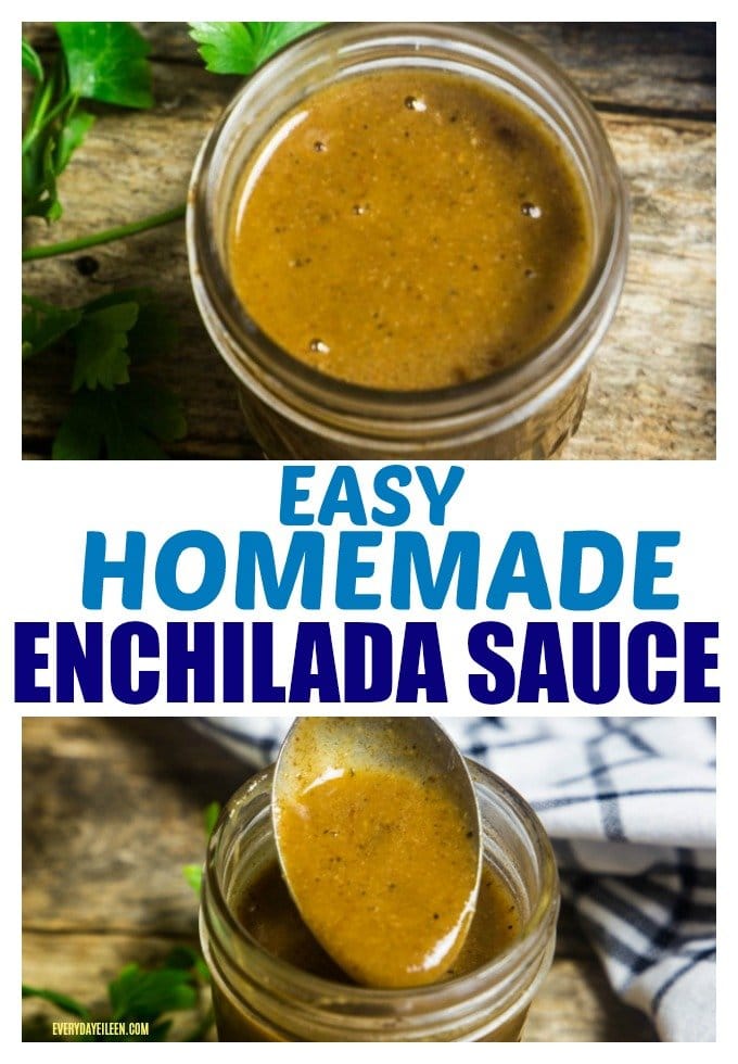 A collage of pictures of enchilada sauce