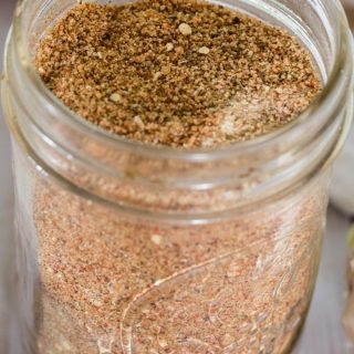 mason jar with homemade dry rub for pork