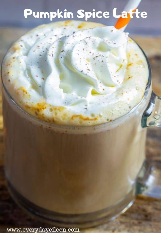 Pumpkin Spice Latte topped with creamy whipped cream