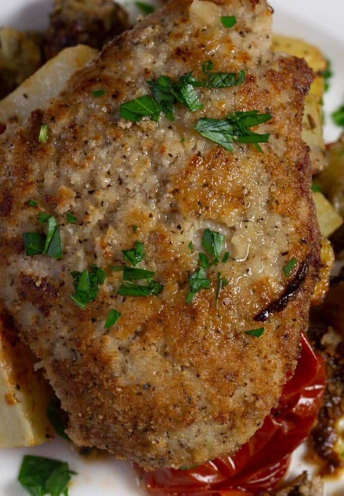 Veal Cutlets with Mediterranean Roasted Vegetables Everyday Eileen