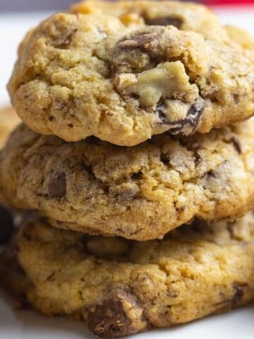 neiman marcus cookies stacked up on a tray