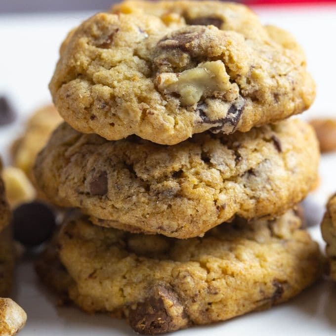 neiman marcus cookies stacked up on a tray