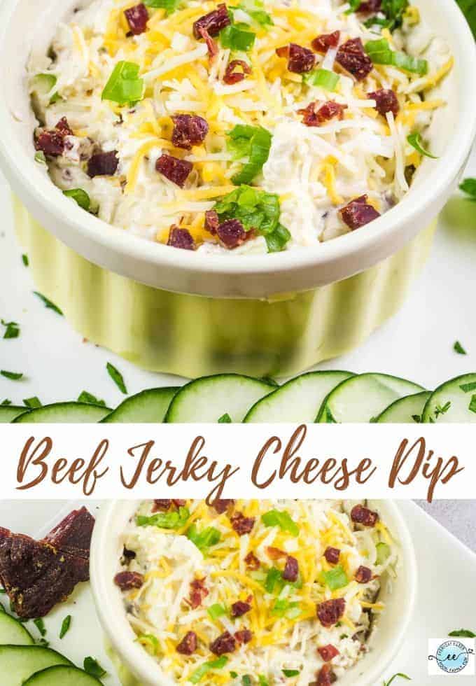 collage of beef jerky dip