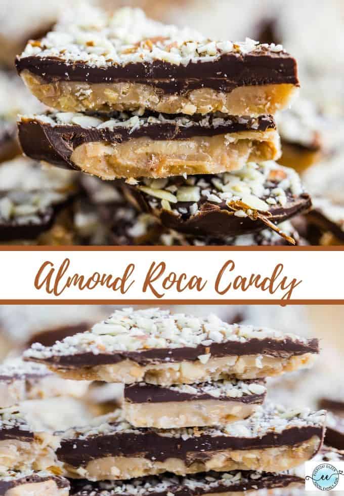 A pinterest image of almond roca candy