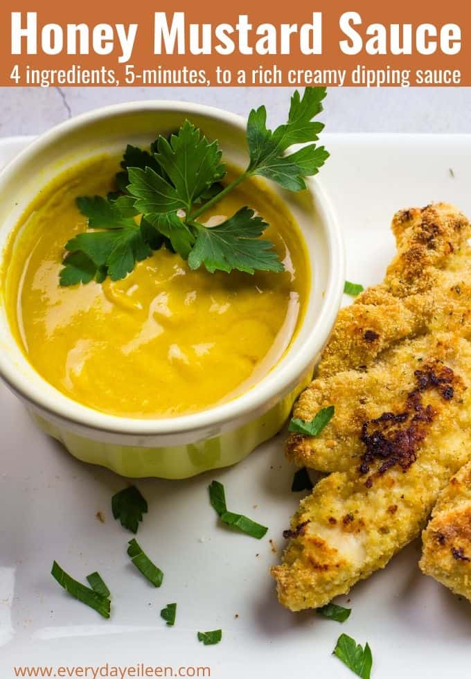 Creamy honey mustard dip with parmesan chicken tenders