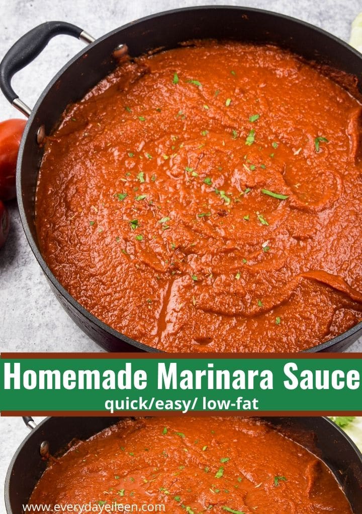 homemade marinara sauce collage of sauce in a large pan
