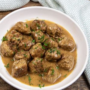 Swedish meatballs made in the instant pot with a creamy homemade gravy.