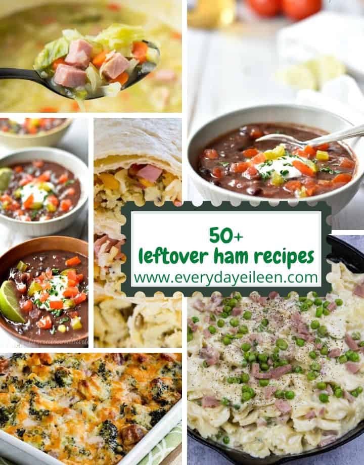 Collage of recipes of leftover ham