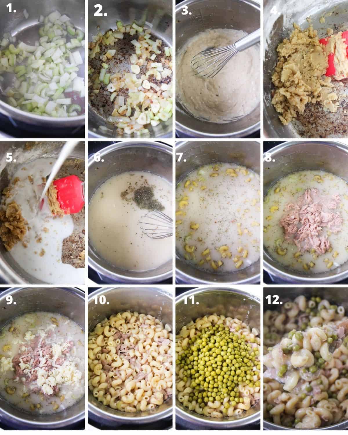 Step by step pictorial of how to make instant pot tuna casserole.