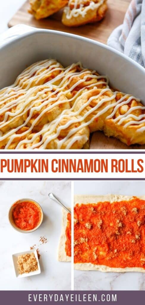 A collage of photos to make pumpkin rolls