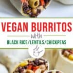 collage of vegan burritos