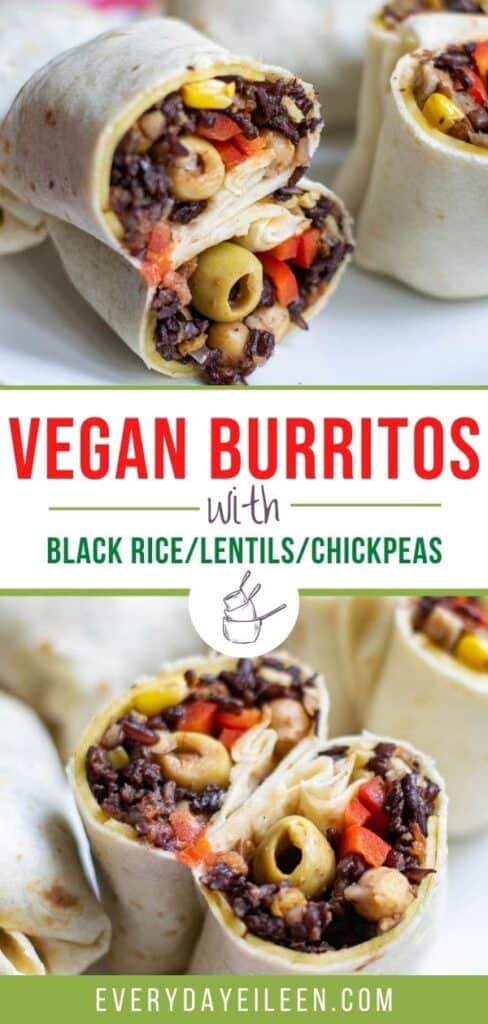 collage of vegan burritos