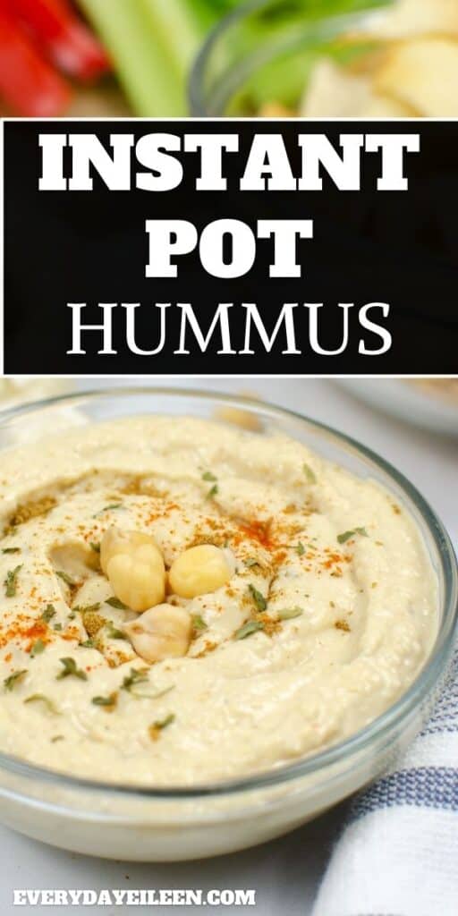 A creamy bowl of Middle Eastern dip topped with chickpeas