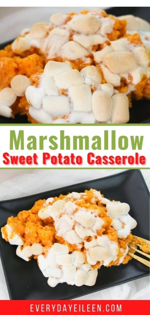 A collage of sweet potatoes topped with marshmallows