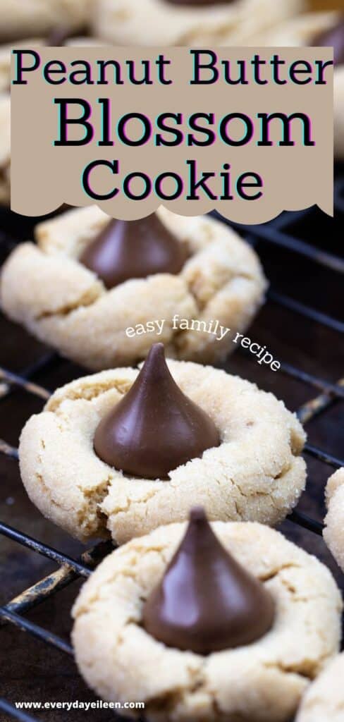 peanut butter kiss cookies on a baking rack.