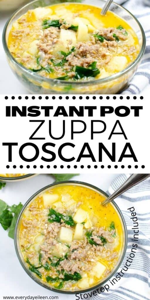 A collage of zuppa toscana soup