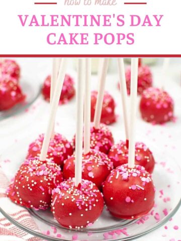 Cake pops decorated with red chocolate for Valentine's Day