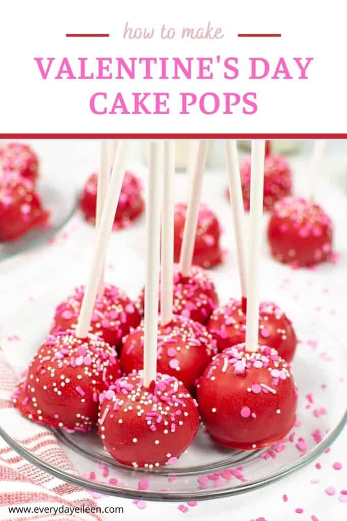 Cake pops decorated with red chocolate for Valentine's Day