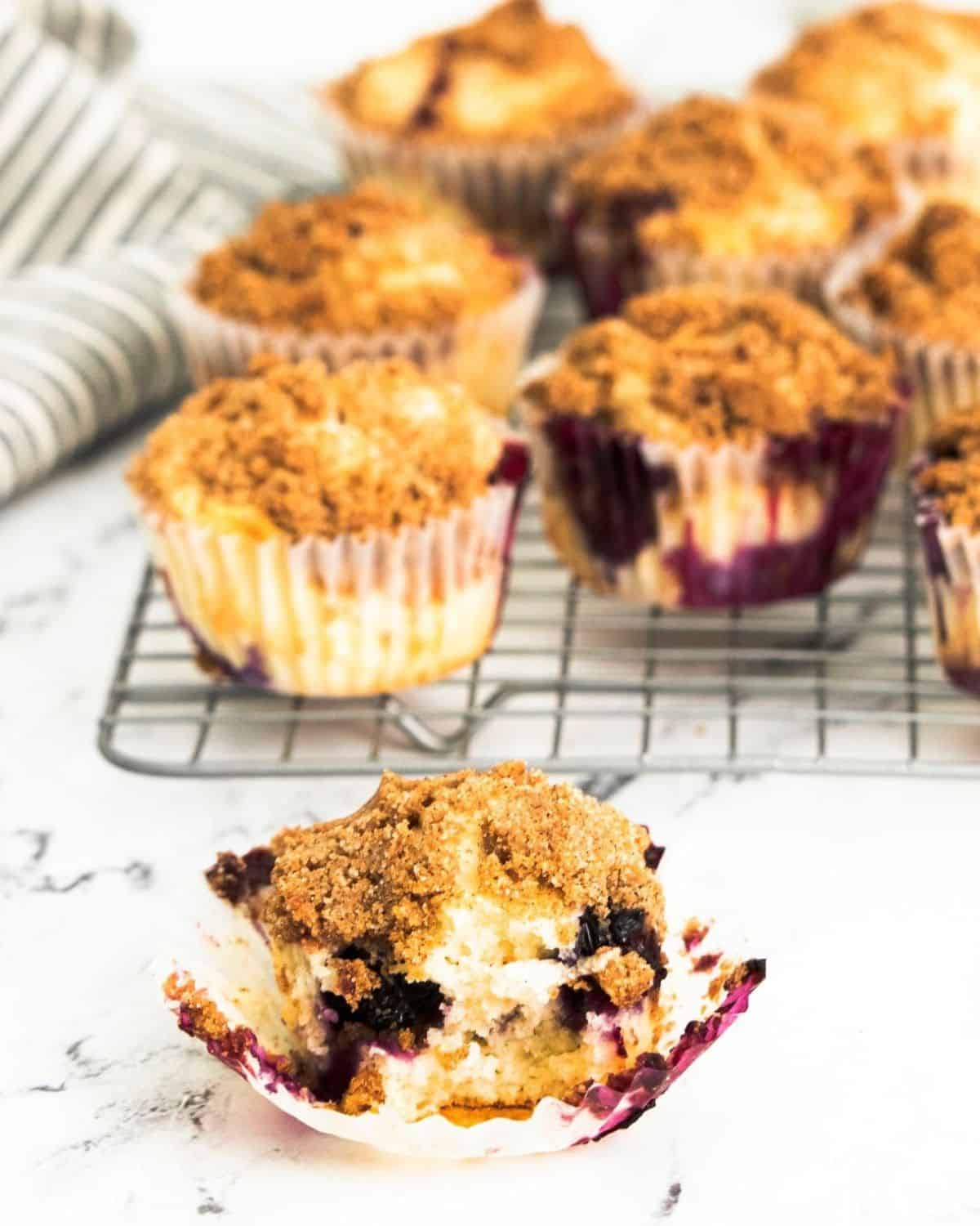 Easy lemon blueberry muffins made with yogurt. 