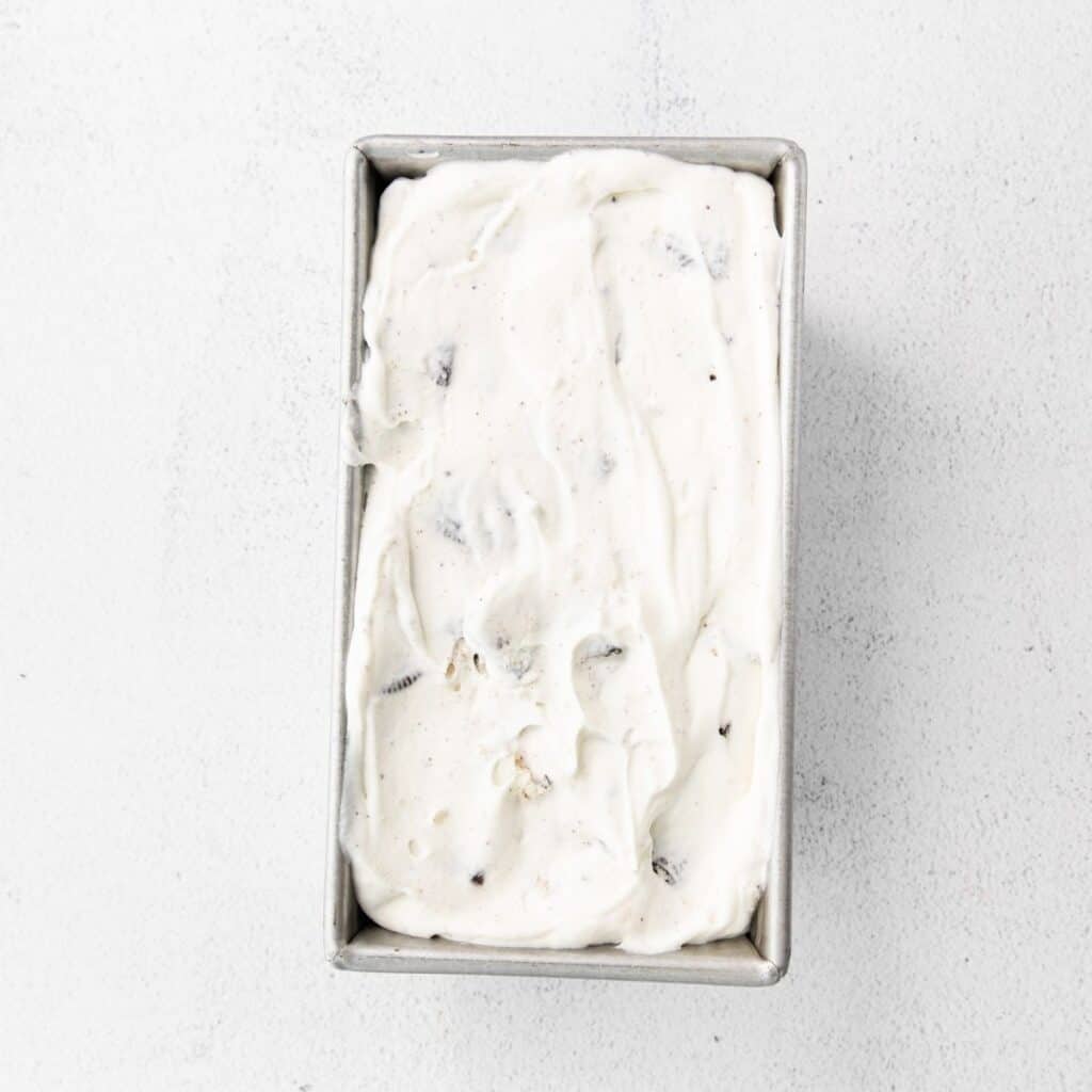 Cookies and Cream Ice cream in a silver ice cream mold