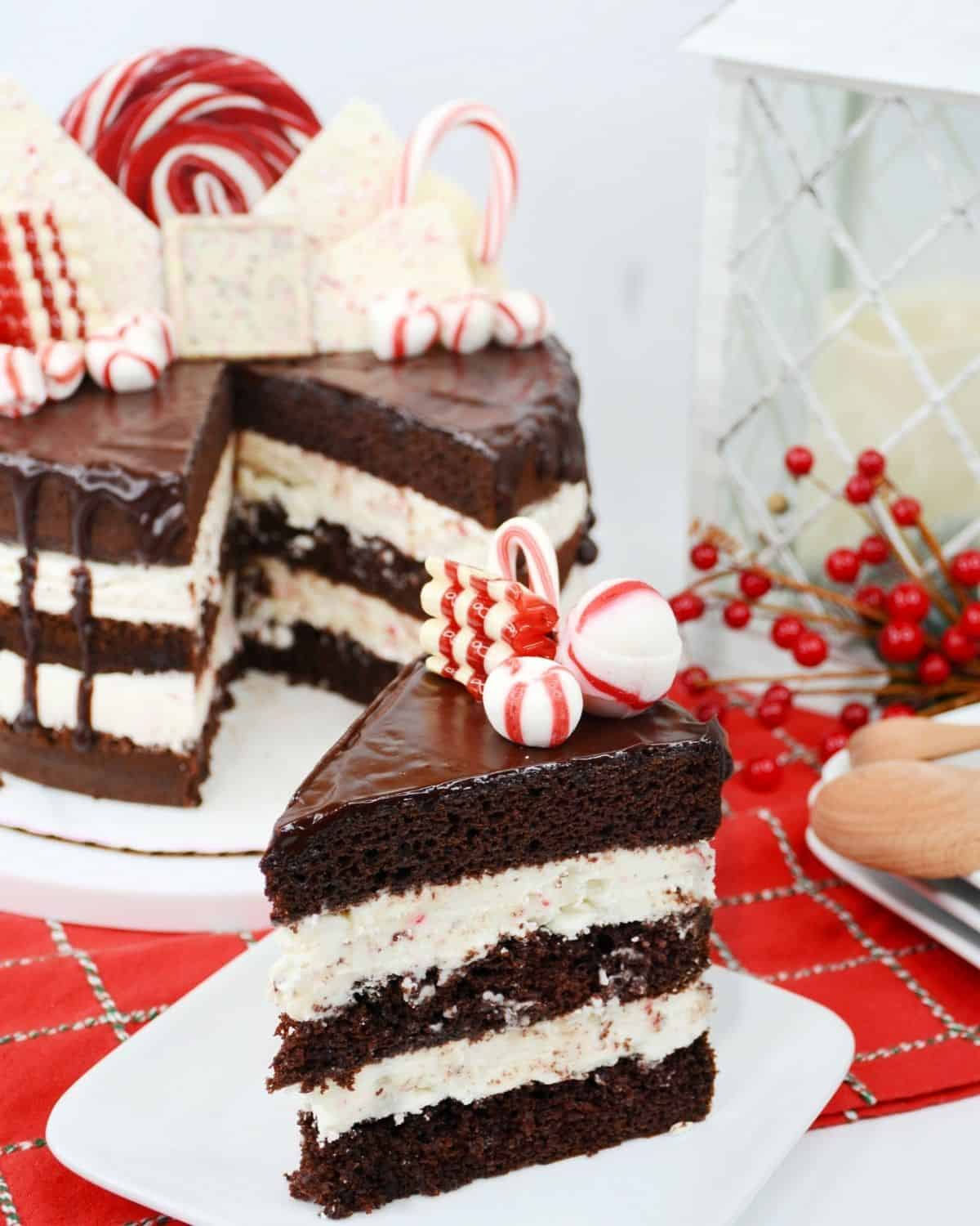 Candy Cane Chocolate Cups filled with Peppermint Mousse