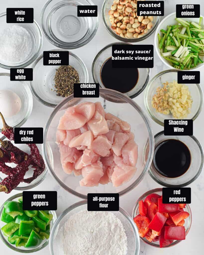 Ingredients to make kung pao chicken in the air fryer.