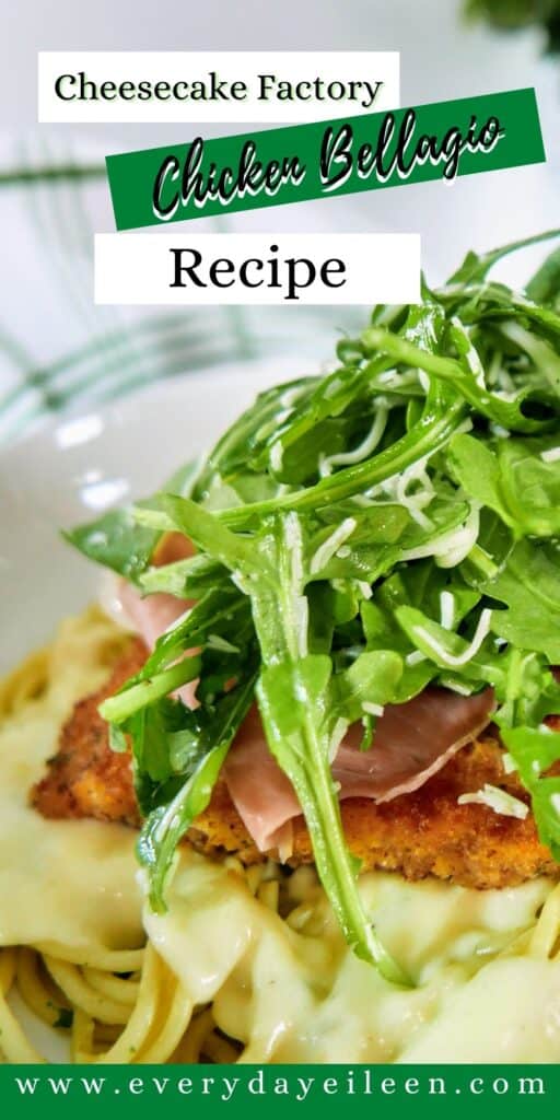 Pasta topped with a creamy sauce. crispy chicken, topped with arugula.