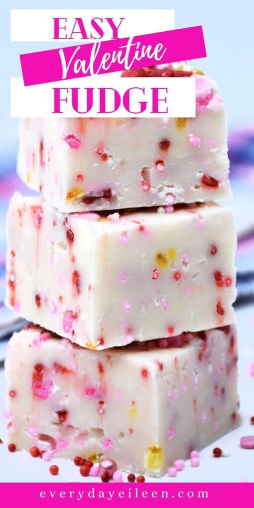 A stack of fudge with sprinkles throughout the fudge.